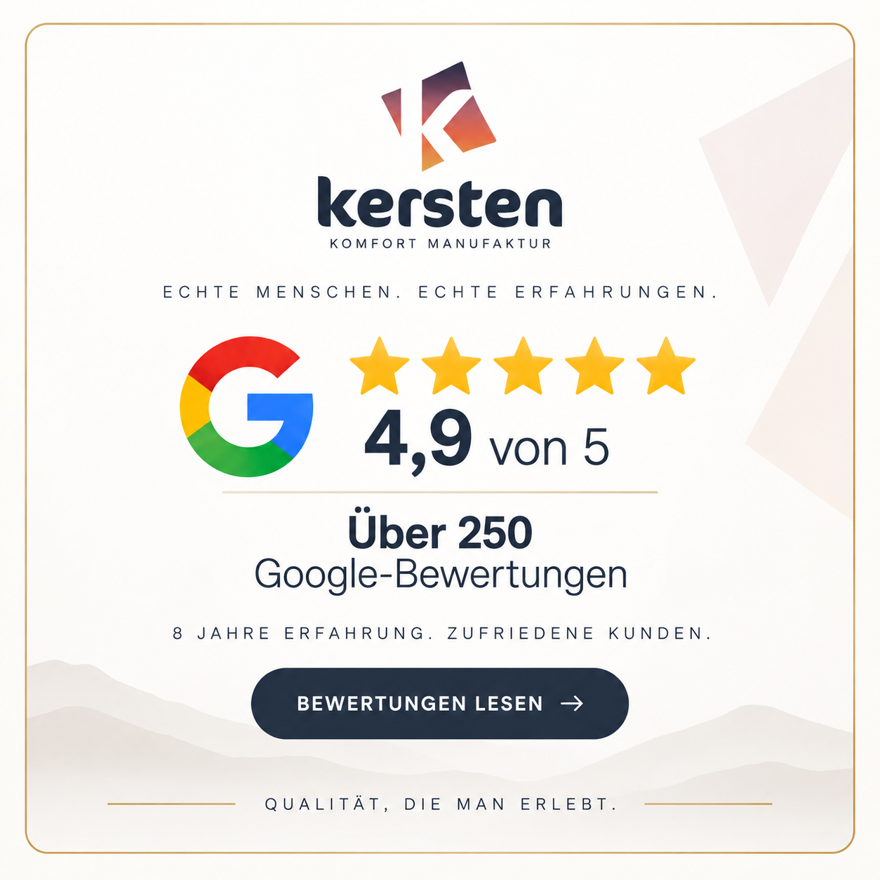 Google Bewertung mit 4,9 von 5 Sternen bei über 250 Bewertungen